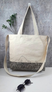 Hand painted style double use canvas bags-dazed bear