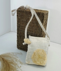 Gingko leaf simple slub yarn - side backpack